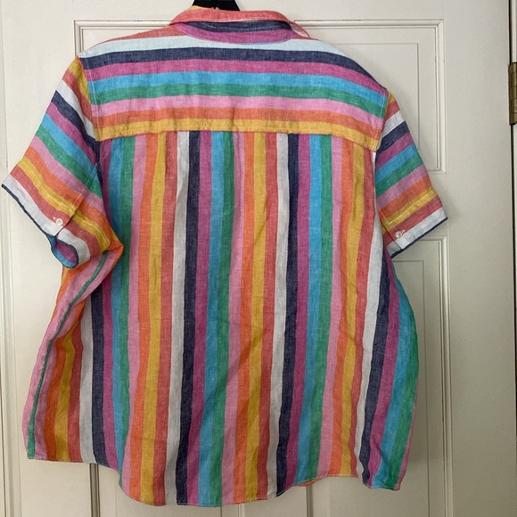 J Crew linen popover shirt in rainbow colors 🌈 - Picture 5 of 6